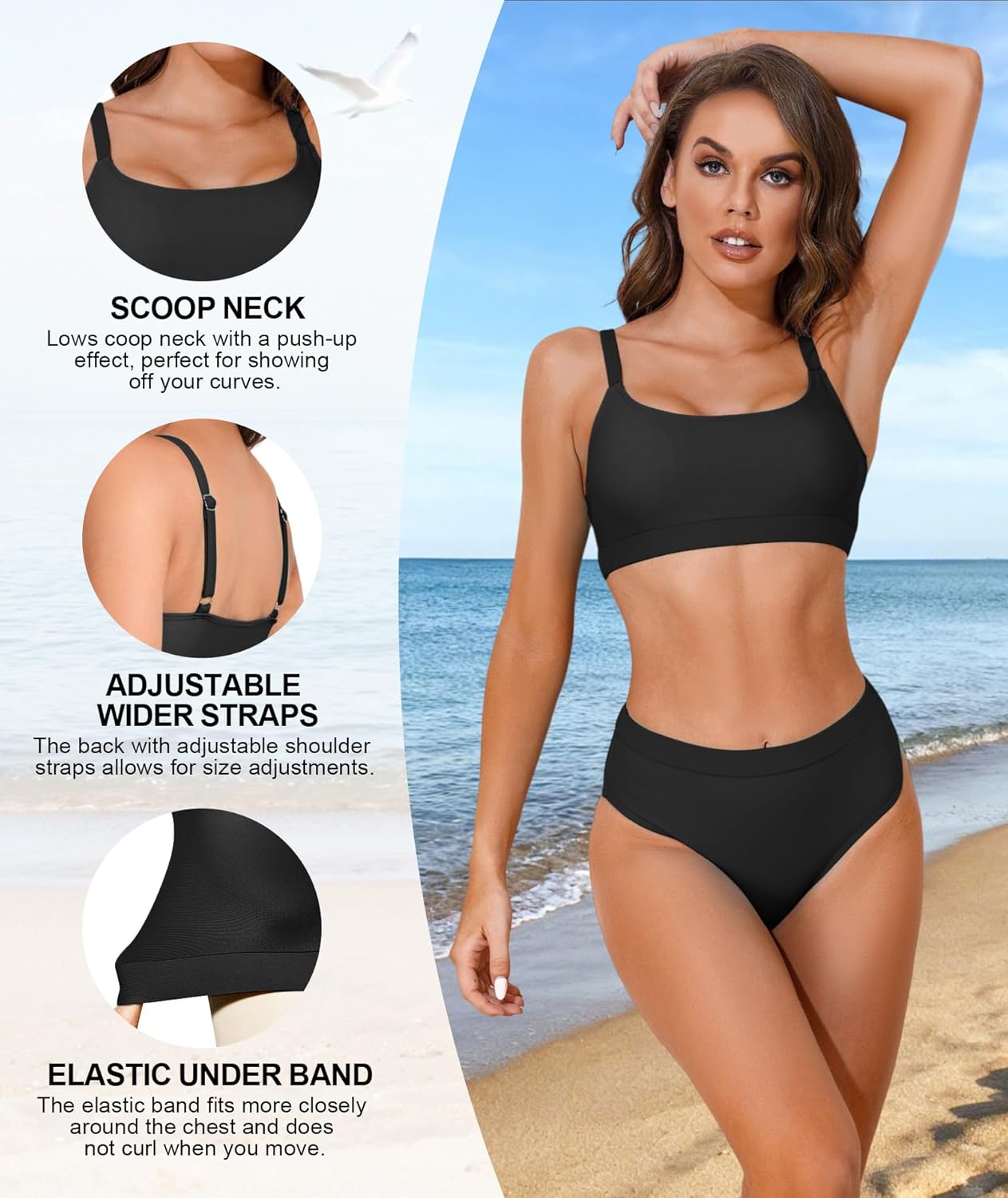 Sports Bikini Tops for Women Swim Bra Wirefree Workout Swimsuit Top Comfortable Support for Swimming, Beach, Active Wear - Image 4