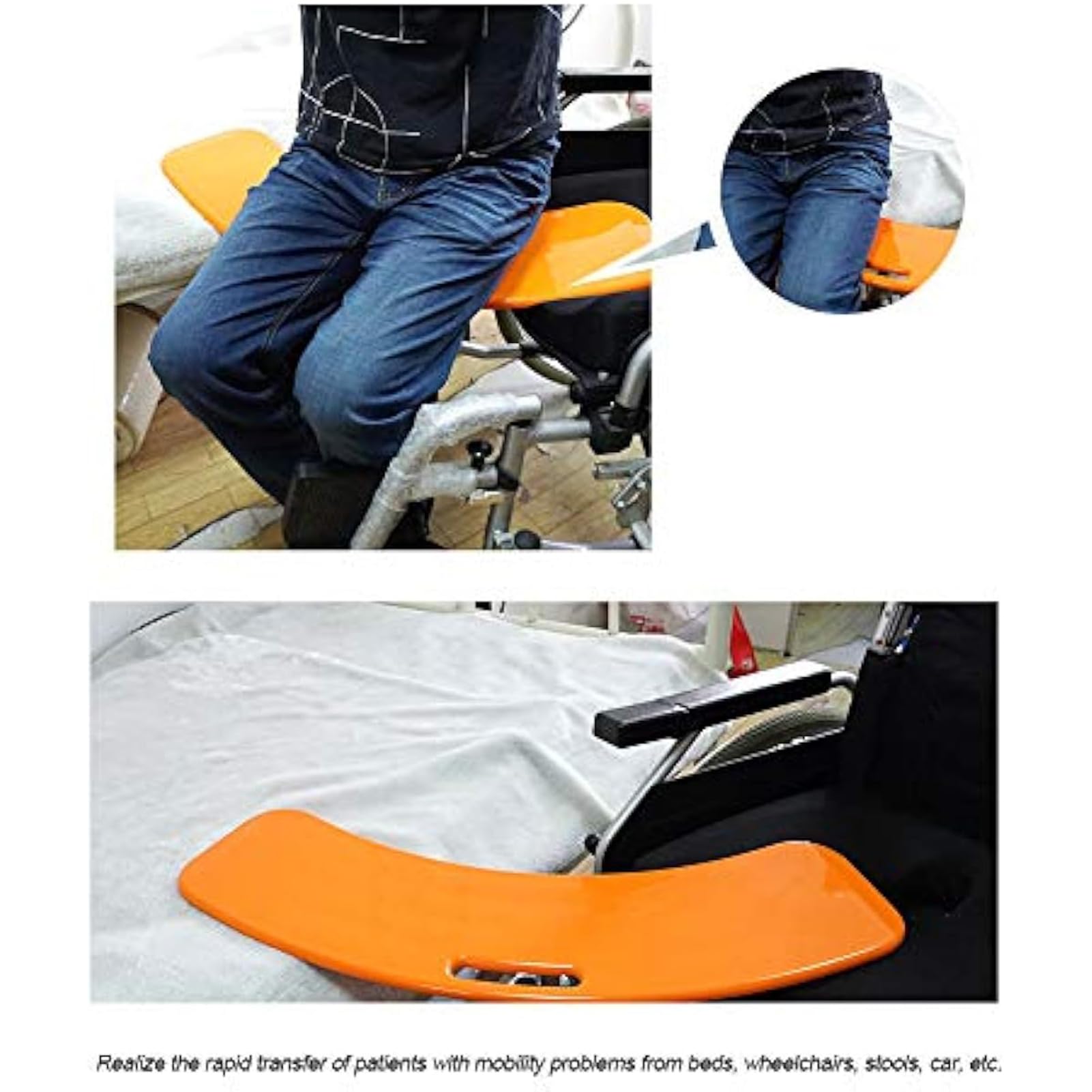 Slide Transfer Board, Curvo Transfer Board per Utenti in Sedia A Rotelle, Scorrevoli da Trasferire A Sedie A Rotelle, per Anziani A Letto, Auto, Sedia A Rotelle, WC,Arancia