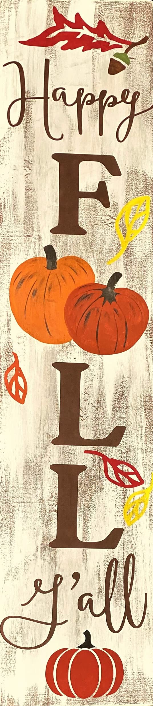 HOUVSSEN Fall Porch Sign. Happy Fall Porch Sign. Halloween, Fall, Thanksgiving Wood Porch Sign and Decor. Fall Porch Decor. Fall Pumpkin Sign. Metal Tin Signs & Sayings Home Decor Farmhouse 4x16 in