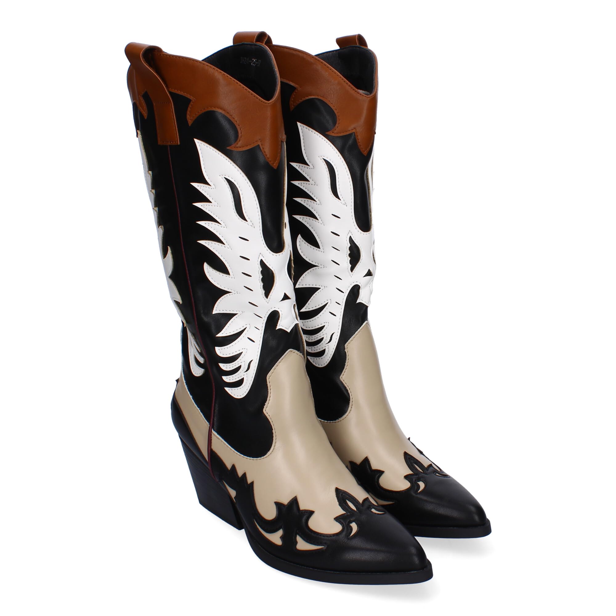 Botas de Tacon para Mujer, Estilo Cowboy, Comodas y Elegantes, Puntera Fina, Adornos Grabados, Diseno Moderno, Ideales para Otono-Invierno.
