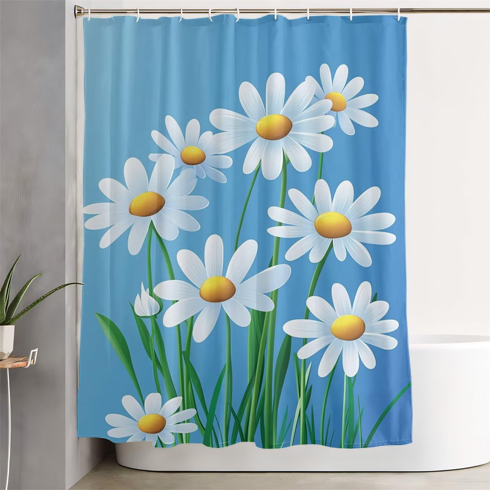Zasłona prysznicowa 240 x 200 cm, wodoszczelna, odporna na pleśń, długa, niebieska, z obszyciem obciążającym i haczykiem, nadaje się do prania i szybkoschnąca, nadaje się do łazienki 3Y-561