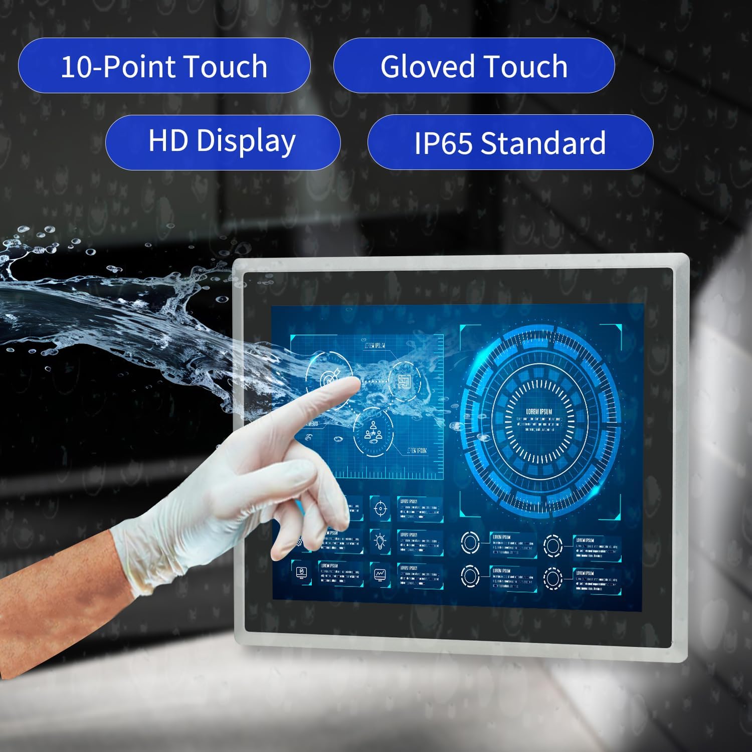10.4 inch Android 12 Industrial Embedded Interactive Touchscreen Monitor, Capacitive Multi-Touch Tablet with Front IP65 Monitor, RAM 8G & ROM 128G, WiFi & BT, HD-MI-Out & USB Ports