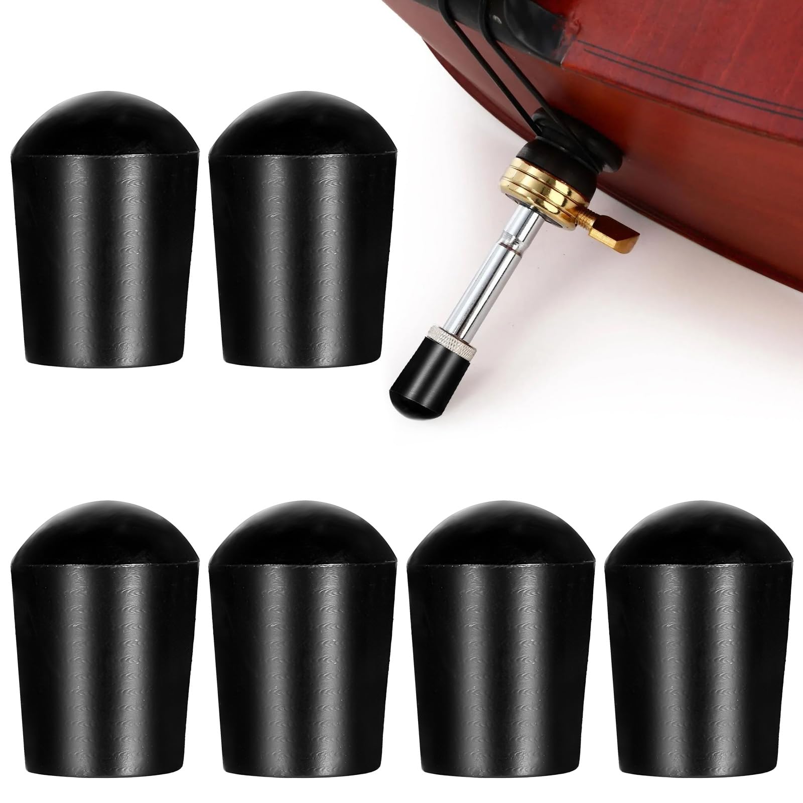 cobee6 Pcs Cello Stoppers, Cello Stand Rubber Black Silent Stoppers, Cello Rock Stoppers Instrument Tail Pin Stoppers, Floor Protection Accessories for Music Concerts, Instrument Practice