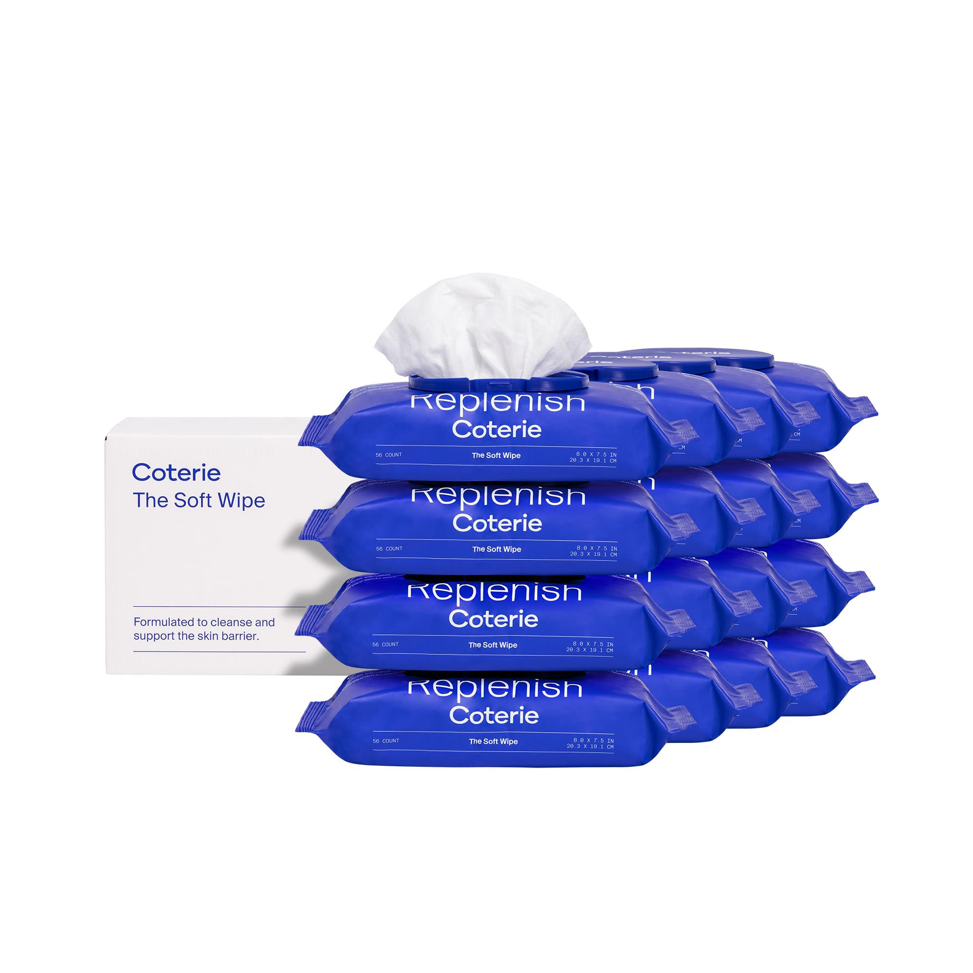 Coterie Baby Soft Wipe for Sensitive Skin, Hydrating Moisturizers and Emollients, Made with Cotton, Plant-Based & Plastic-Free Fibers, Hypoallergenic, Clean Gentle Baby Essentials, 12 Pack, 672 Count