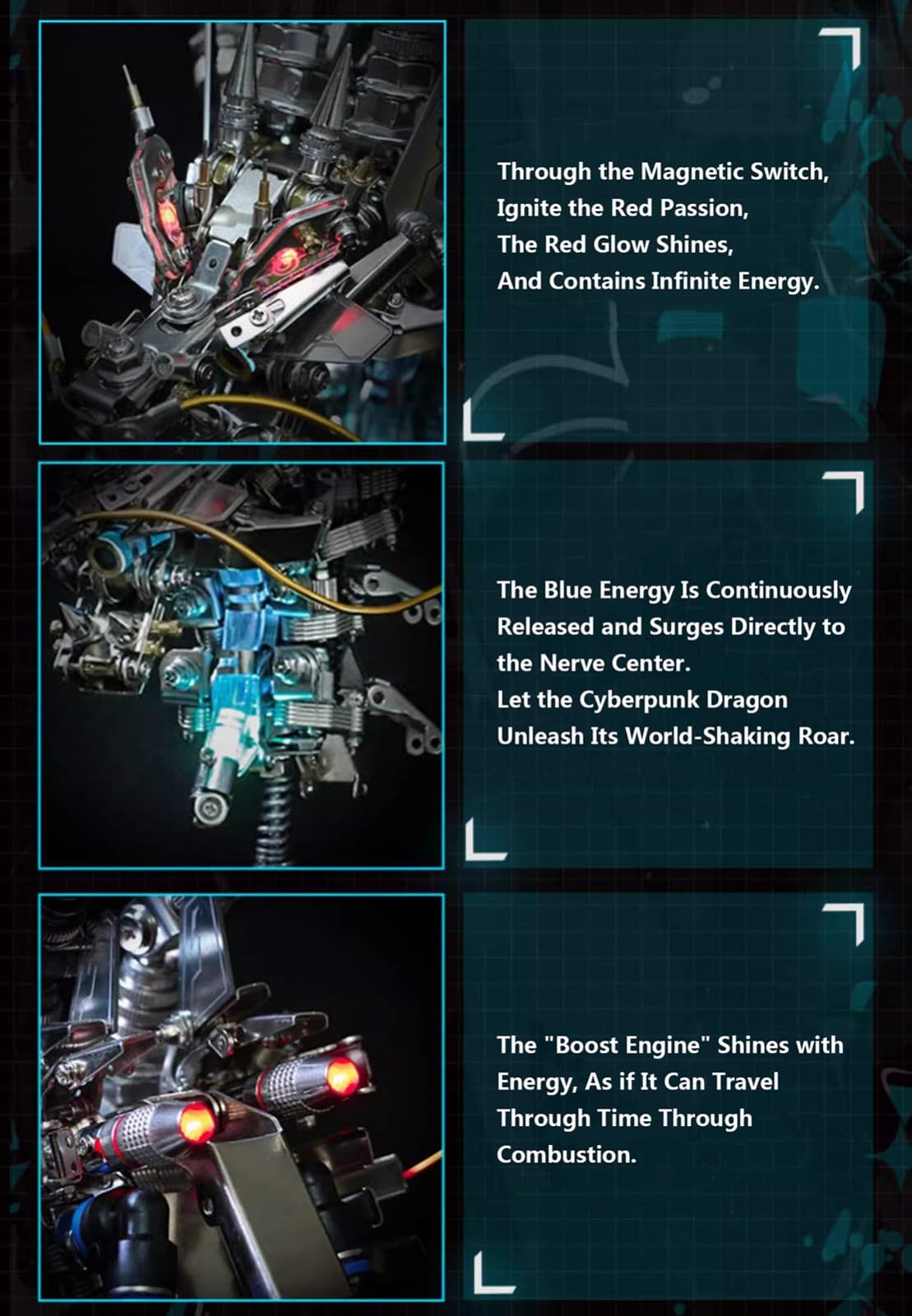 Puzzle metalowe 3D, mechaniczne zestawy modeli metalowych z głową smoka, narzędziami, kreatywny zestaw do samodzielnego montażu, dla mężczyzn, kobiet, ozdoby dekoracji domu, 791 sztuk