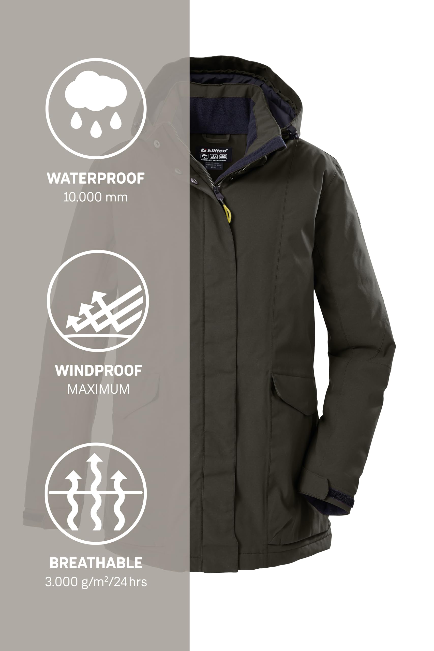 Killtec Damen Jacke Chaqueta funcional/outdoor impermeable con capucha con cremallera Mujer
