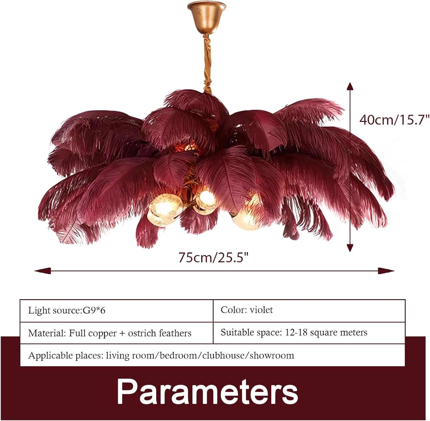 SOMINA Large Feather Pendant Lamp Creative Art Chandelier Luxury Hanging Light with Ostrich Feather Shade for Bedroom Living Room Kitchen Dining Room Decor in Pink