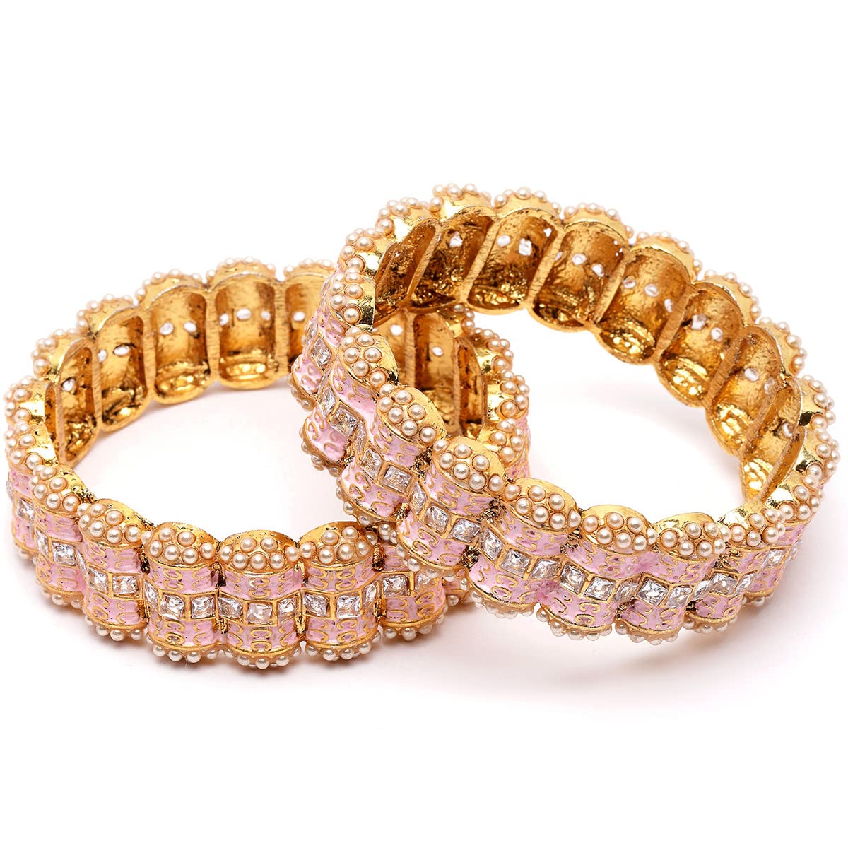 Karatcart Gold Plated Pink Meena Kundan Rajwadi Bangles Set for Women (B0BT9SK96M) Amazon Price History, Amazon Price Tracker