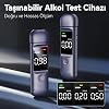 Dijital Alkolmetre, LCD Ekranlı, Type-C Şarjlı, Sesli ve Işıklı Uyarı Sistemi, Taşınabilir Alkol Test Cihazı, Temassız, Ağızlıksız, Hijyenik