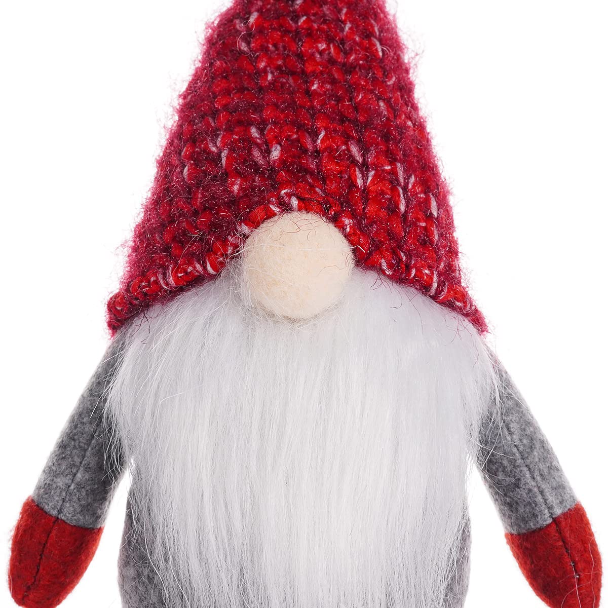 GMOEGEFT Christmas Stocking Holder Set of 2 Gnome Stocking Stand Hangers with Plush Gnomes for Fireplace Mantel Stocking Hanging Hanger Holiday Decorations (Red & Grey)