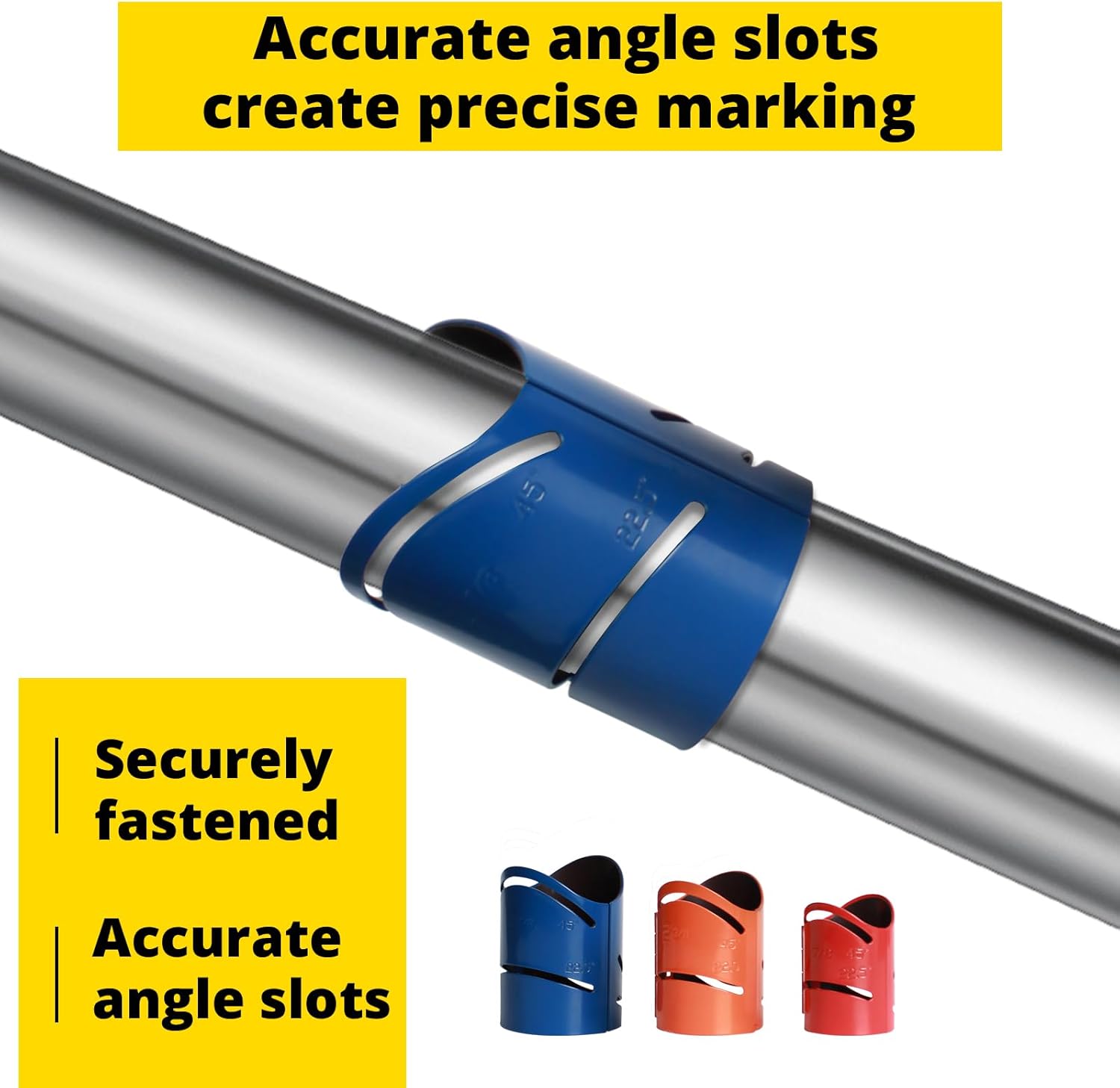 3 Piece Magnetic Metal Pipe Cutting Guide, Steel Includes Sizes: 1-7/8", 2-3/8", 2-7/8" Cuts at 45°, 90°, 22.5°, and saddle cut