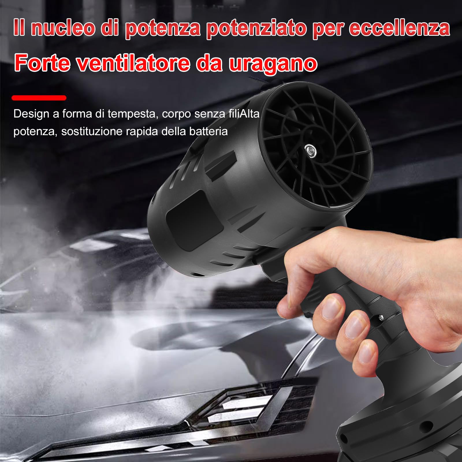 Turbo Soffiatore A Batteria Potente, 800W 35000 Rpm Mini Soffiatore Foglie Elettrico Senza Fili Leggero Con Batteria 1300mAh, Piccolo Soffiatori Portatile Per Foglie, Polvere, Neve, Auto,Giardino
