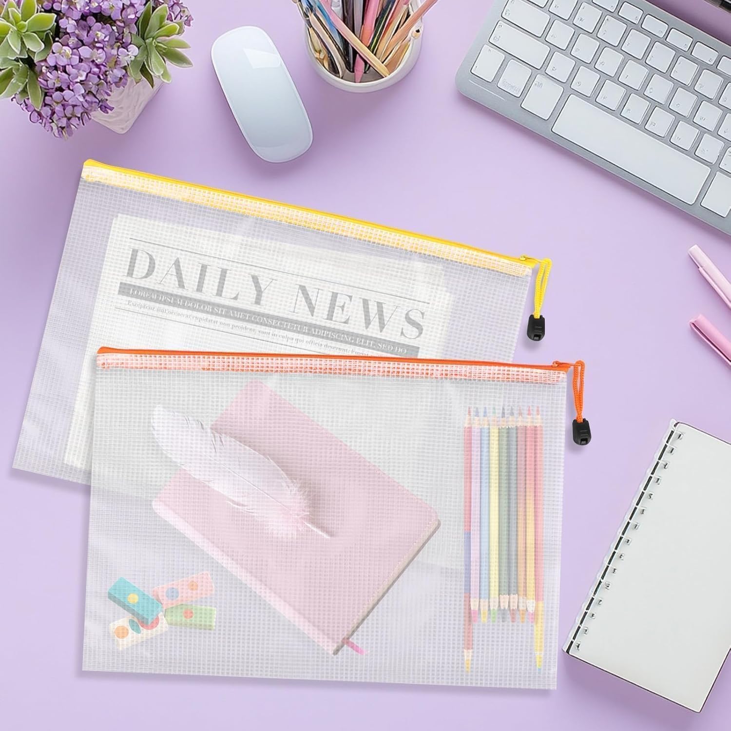 24pcs Mesh Zipper Pouch Bags, A4 Waterproof Document Zipper Bags for Organizing Storage for School, Office, Board Games, Travel & Craft Storage Letter Size - Image 6