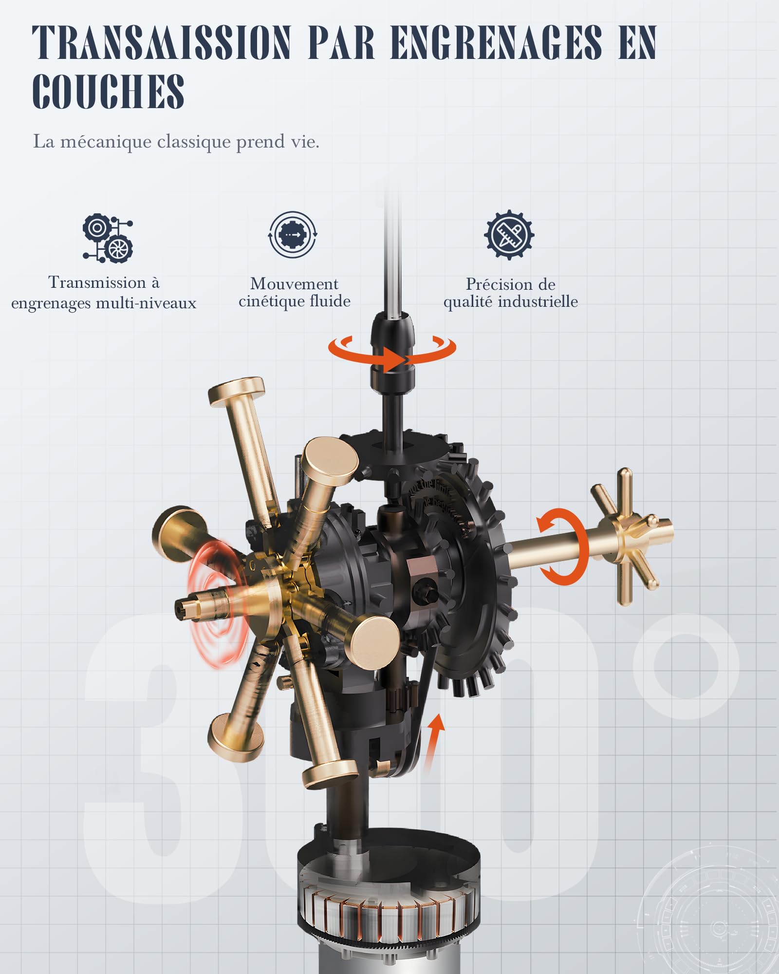 ROBOTIME Helikopter Puzzle 3D - Zestaw modeli mechanicznych DIY ze światłami i mi, inżynieryjny model PVC, prezent STEM dla kolekcjonerów i amatorów, CGL01