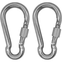 304 Stainless Steel Carabiners-2pcs 4.7 inch Heavy Duty, Durable & Rust-Free Clips for Gym, Swing, Dog Leashes, Hammocks, Keychains, and MoreM11-4.7Inch 2-Pack