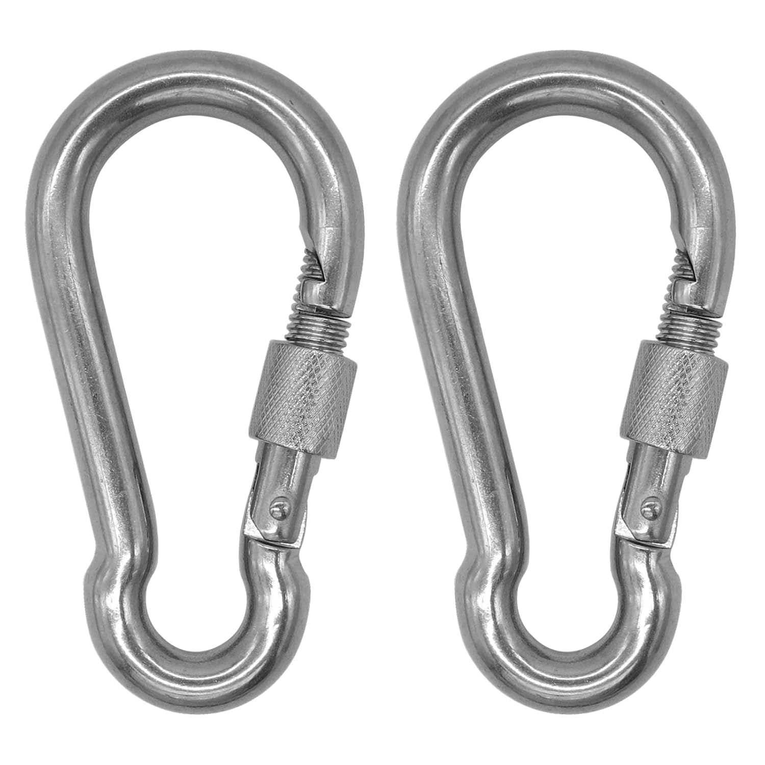 304 Stainless Steel Carabiners -7 inch Heavy Duty, Durable & Rust-Free Clips for Gym, Swing, Dog Leashes, Hammocks, Keychains, and More(304,M14,Pack of 2)