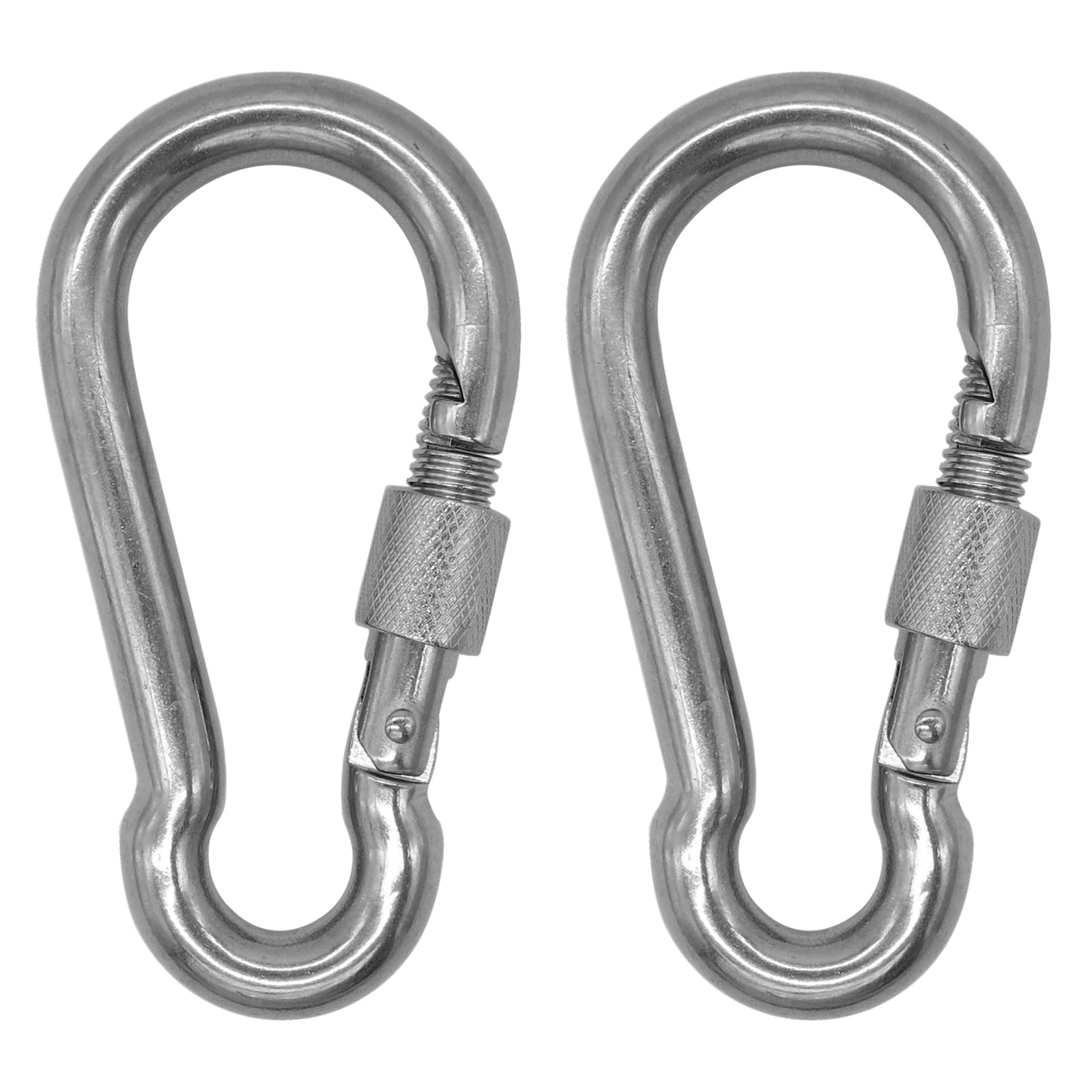 Outmate 304 Stainless Steel Carabiners -4.7 inch Heavy Duty, Durable & Rust-Free Clips for Gym, Swing, Dog Leashes, Hammocks, Keychains, and More(304,