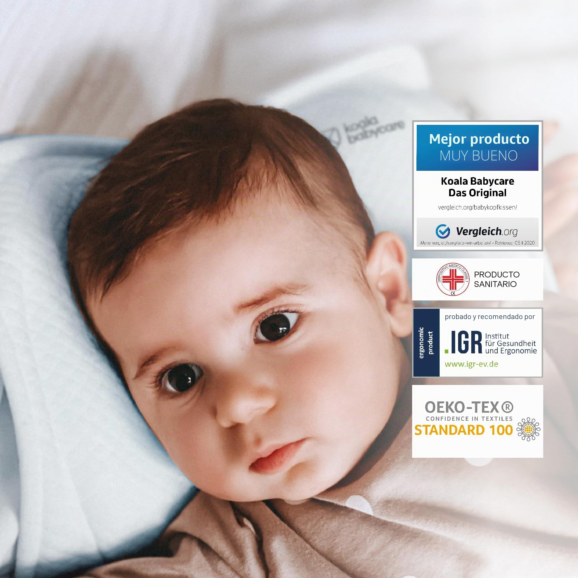 KOALA BABYCARE Almohada Plagiocefalia bebé de Lactancia Memory Foam para Ayudar a prevenir y Tratar la plagiocefalia (Cabeza Plana) con Funda extraíble (con 2 Fundas de Almohada) - Azul
