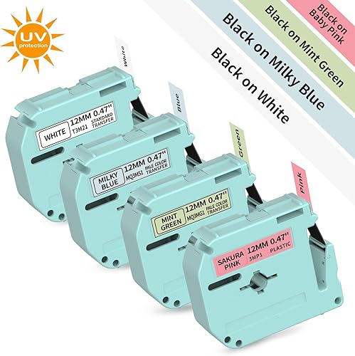 Recambios para etiquetadora M960, cinta de etiquetas laminada de repuesto para Brother P Touch PT-M95, PT-65, PT-70, PT-80 M, cinta de 0.472 in,