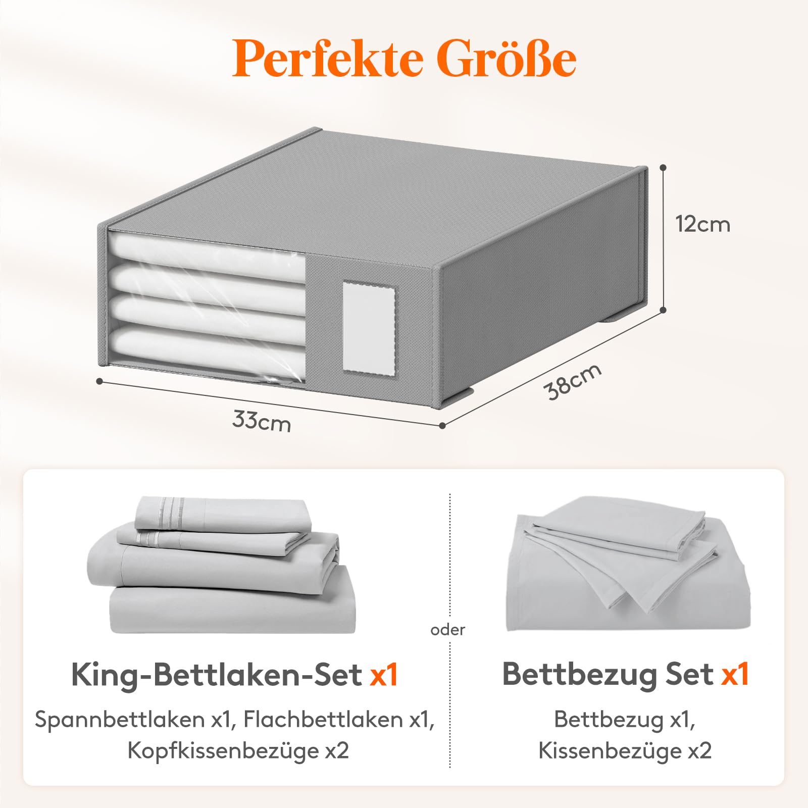 Lifewit 6 Stück Bettlakenbeutel, Faltbarer Bettwäsche-Organizer für Bettlaken mit Klarsichtfenster, Schubladen Aufbewahrungsbox, Unterbett Kleiderschrank, Grau