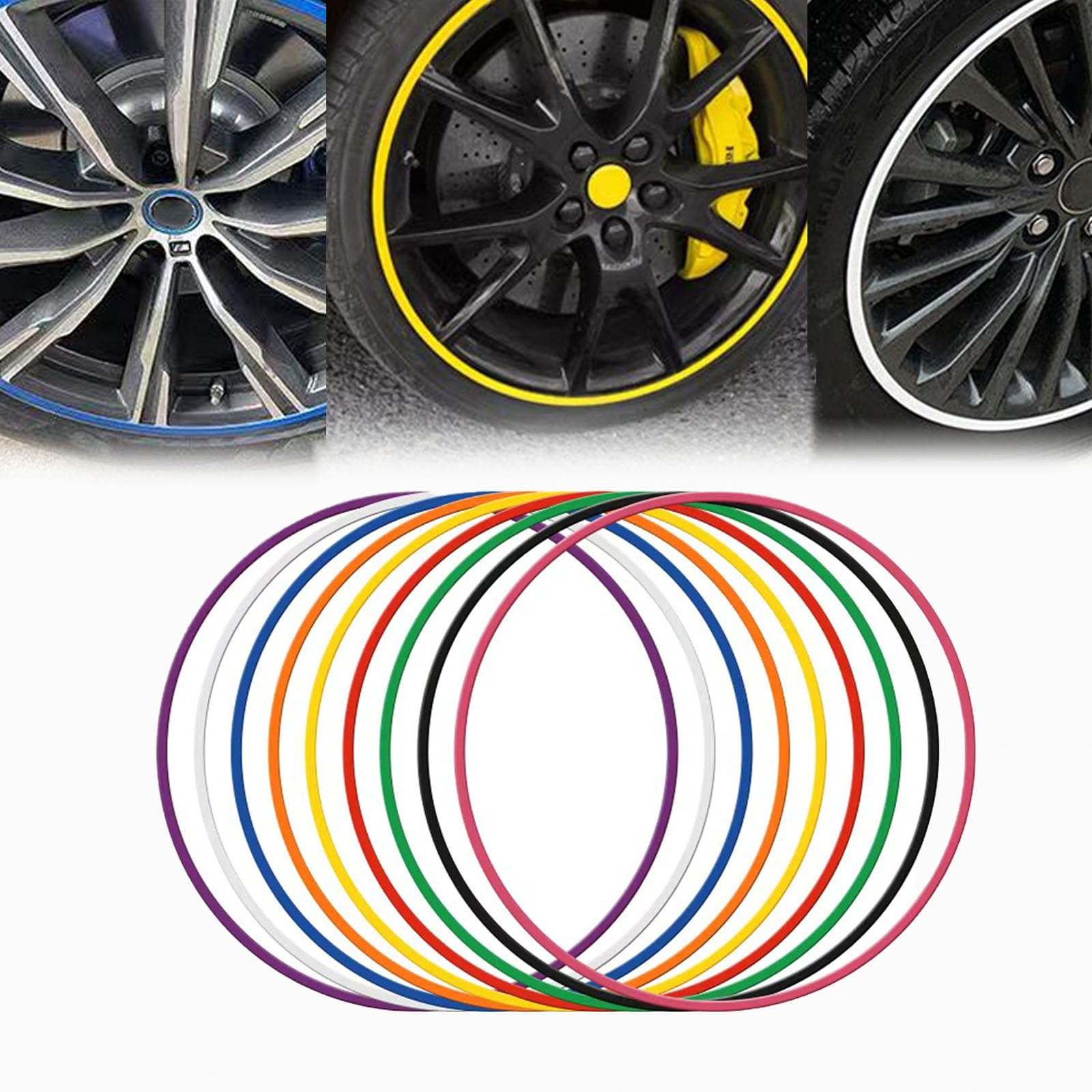 Set di 4 Protezioni per Cerchi in Lega - Adatte A Cerchi da 15 A 22 Pollici, in ABS Antiurto, Bordi Smussati con Adesivo Resistente, Compatibili con Tutti I Tipi di Veicoli.,21in,Black