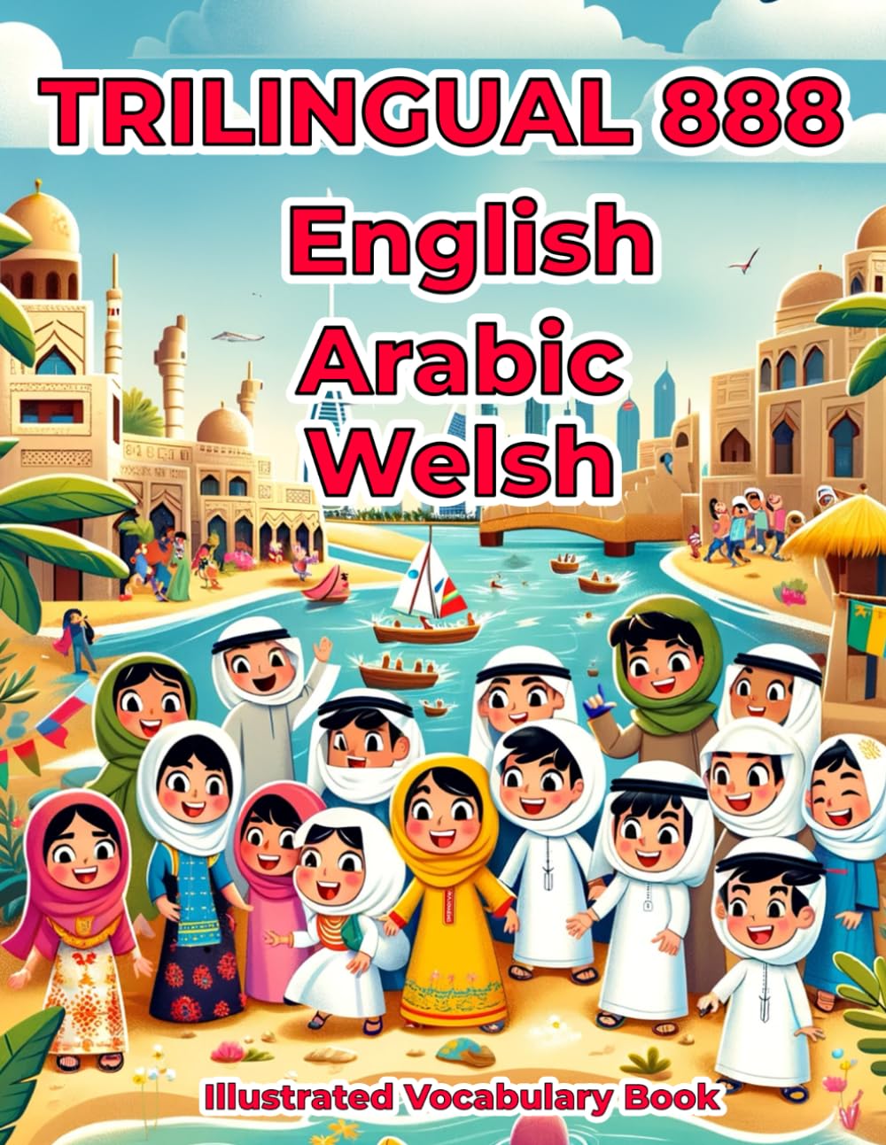 Trilingual 888 English Arabic Welsh Illustrated Vocabulary Book: Colorful Edition
