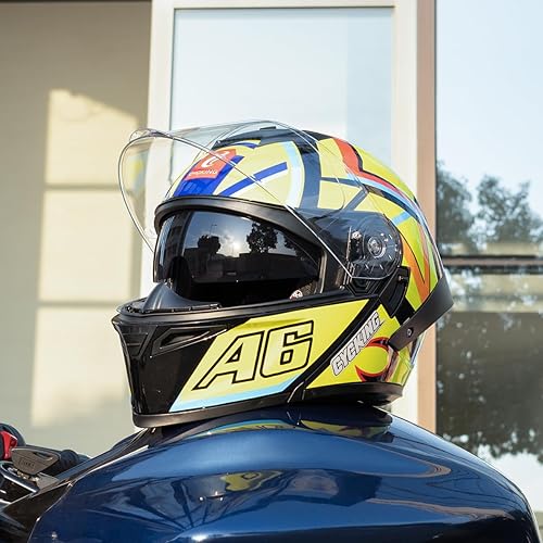 Miniatura 4 de Casco de motocicleta con visera completa, casco de cara completa con visera doble para hombres, mujeres y adultos con protector solar ahumado,