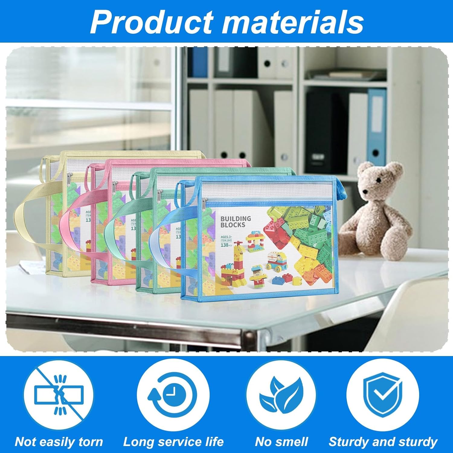 4Pack Three-dimensional Mesh Zipper Pouch Bags Double-Layer Puzzle Building Block Storage Lego Storage Bags,Lego Puzzle blocks Pouch with Handle - Image 5