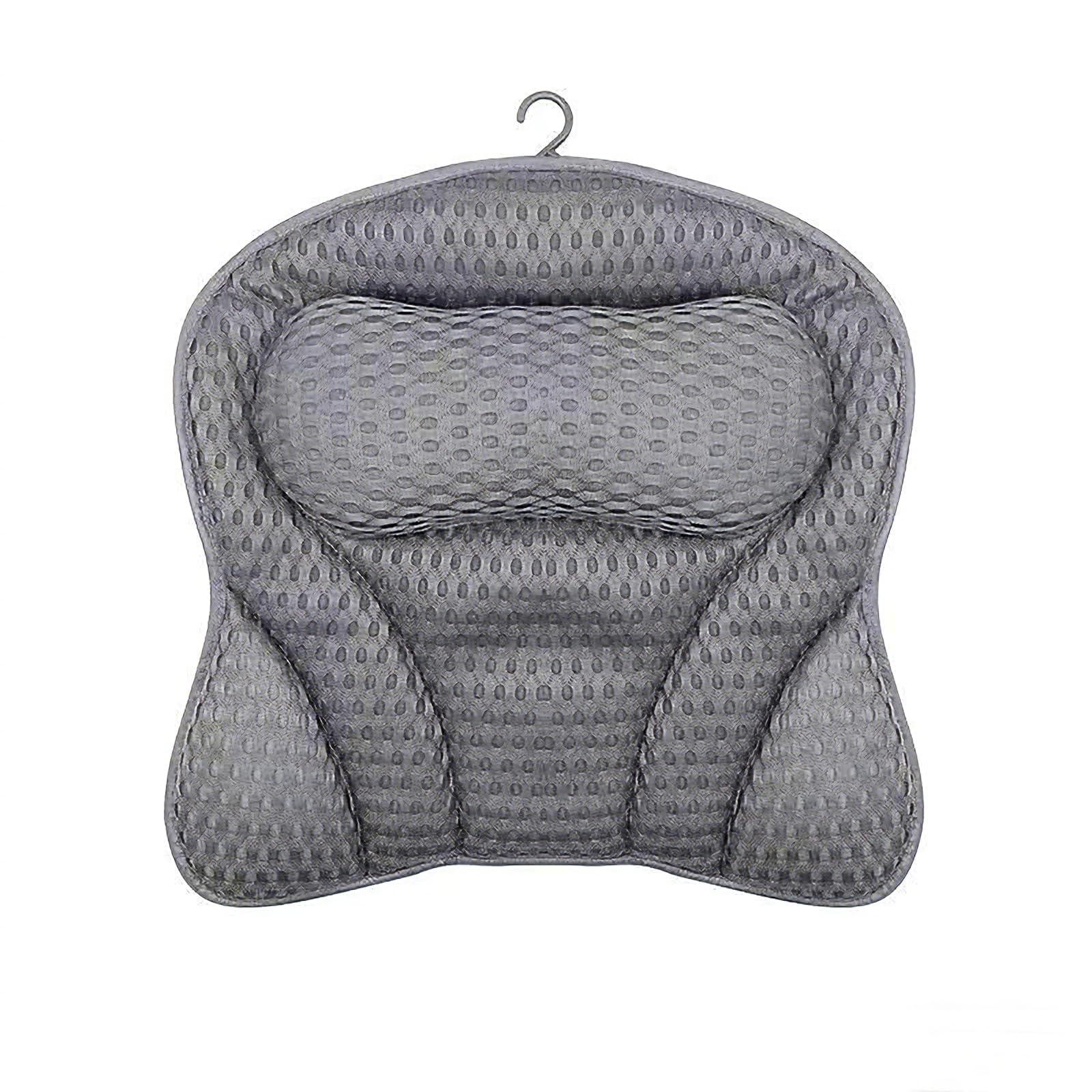 Ergonomiczna poduszka łazienkowa 4D, poduszka łazienkowa z 6 antypoślizgowymi przyssawkami, poduszki łazienkowe, podparcie pod szyję, siatkowe, do wanny, domu, spa, szara