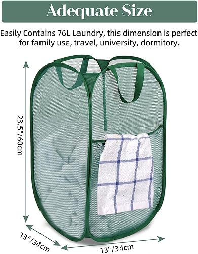 Miniatura 5 de Cestas plegables duraderas para lavandería, cesta desplegable resistente a desgarros para lavandería, cesta de ropa plegable con bolsillo lateral,