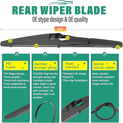 Miniatura 4 de Limpiaparabrisas de repuesto de 26 pulgadas, 16 pulgadas, 10 pulgadas, para Toyota Rav4 2013 2014 2015 2016 2017 2018 prémium para todo tipo de