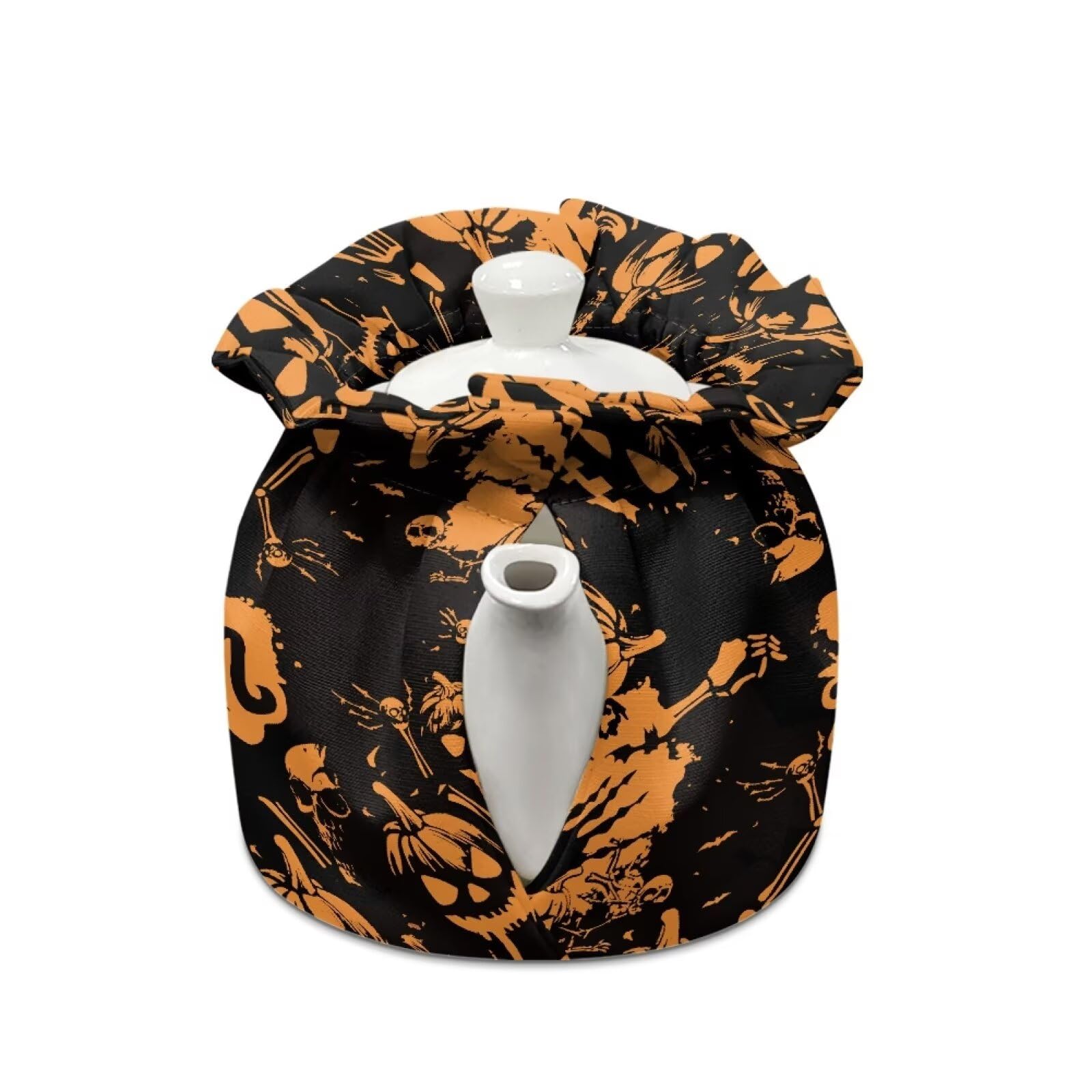 Goronwyfloyd Halloween Pumpkin Kitchen Tea Pot Dust Cover Soft Fabric Washable and Durable Tea Pot Cozies Home Kitchen Table Decorative Accessories Halloween Deocr
