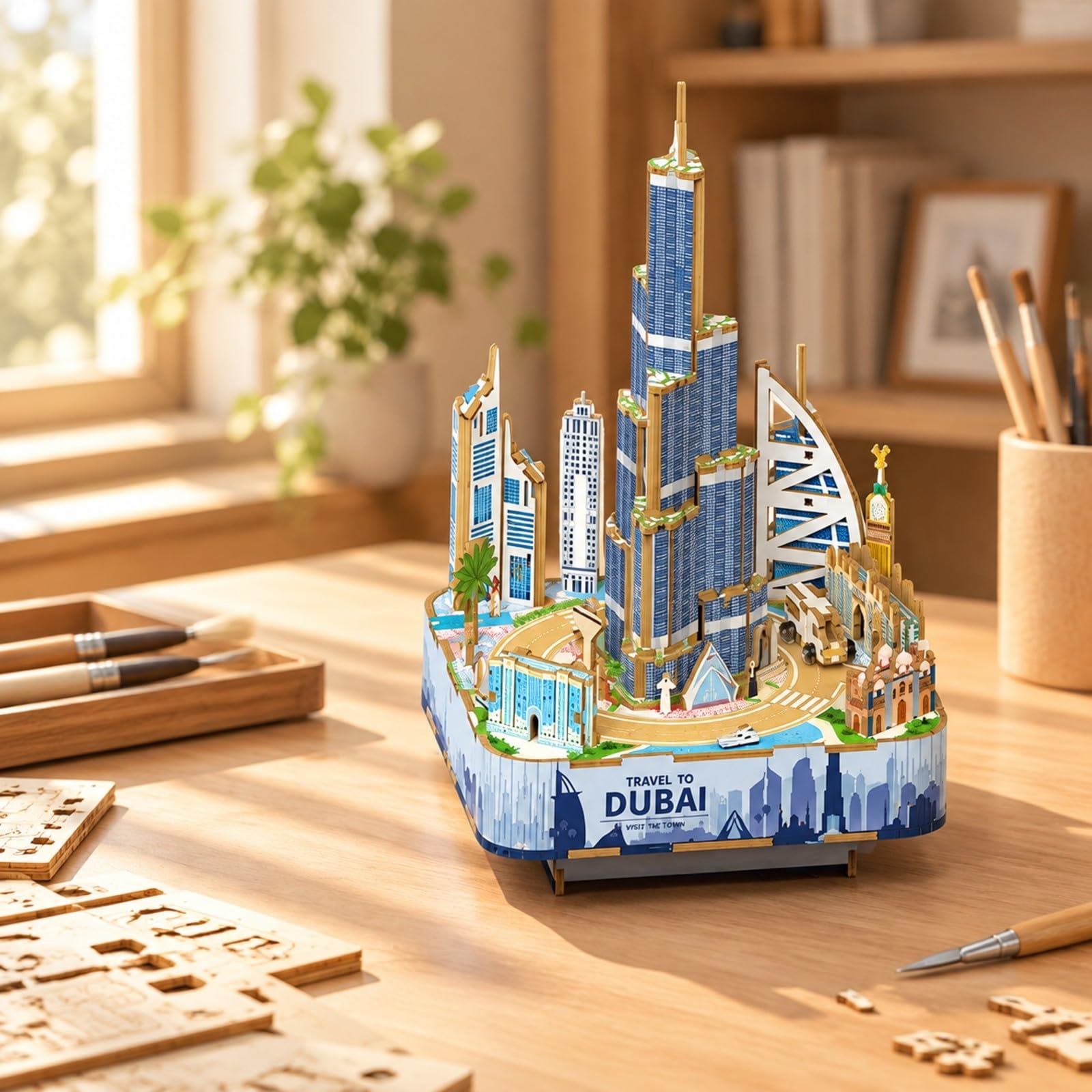 Harilla Kit Musicale Creativo con in Legno E Ingranaggi Funzionanti per Assemblaggio Manuale di Terreno Edifici E Decorativi per Camera da Letto, Stile B