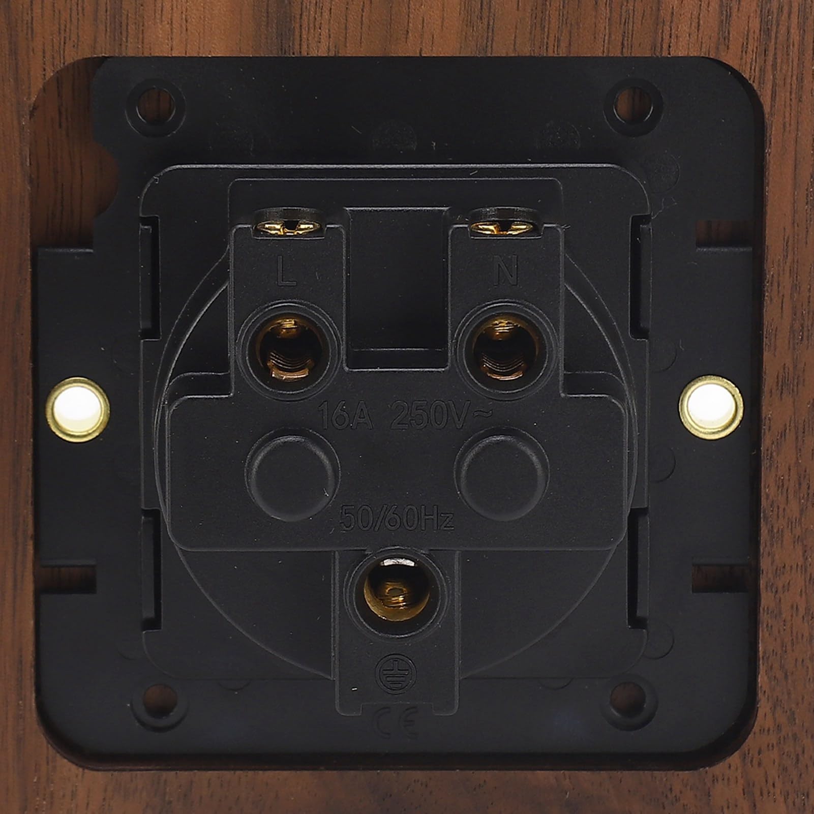 6PCS Presa a Muro Standard UE Presa Elettrica per Interruttore a Muro 16A 250V Presa Elettrica Retro Presa a Muro in Noce Nera per Dispositivi Elettronici Piccoli Elettrodomestici