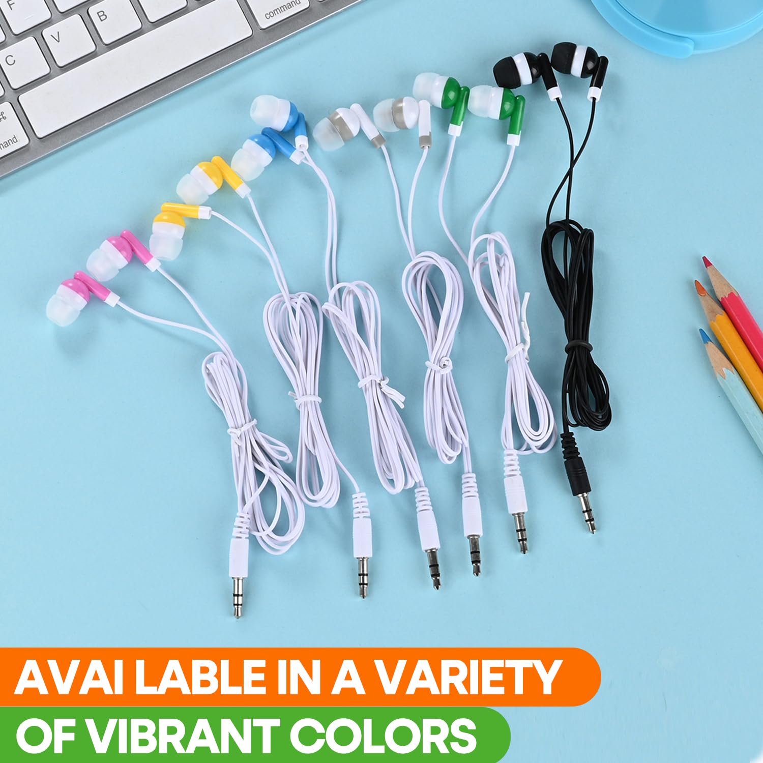 Bulk - Confezione da 200 auricolari in-ear con cavo, multicolore, per bambini, studenti, bambini, adolescenti, jack da 3,5 mm, confezionati singolarmente (HY01, 200 misti)