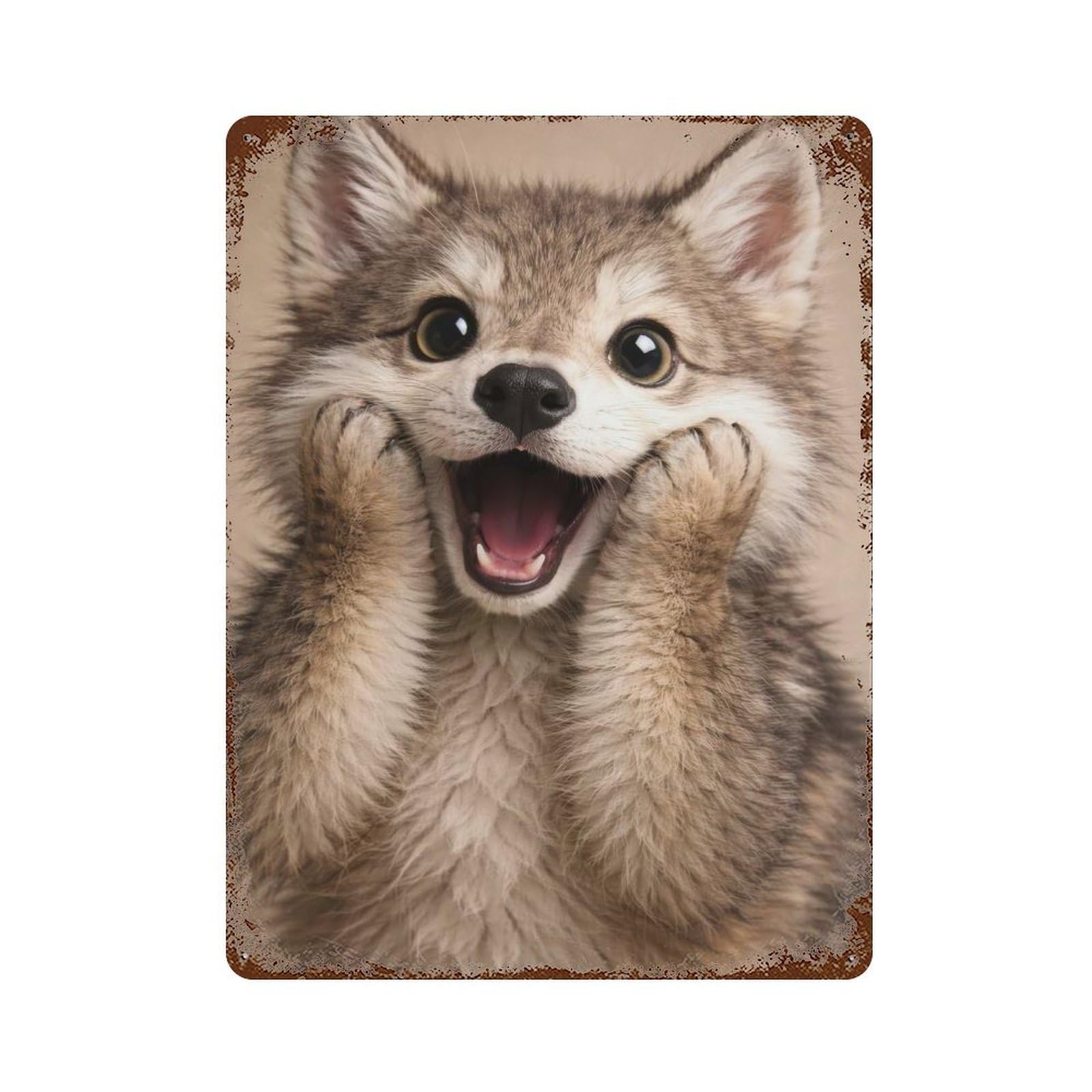 Excited Puppy Portrait Retro Metal Sign 15.7"x11.8", for Bistro, Counter And Cafe Decor, Rustic Home Decor