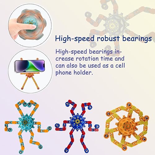 Miniatura 4 de Paquete de 12 juguetes sensoriales Fidget Spinners, cadena transformable DIY para aliviar el estrés Giroscopio caja del tesoro, cesta de Pascua,