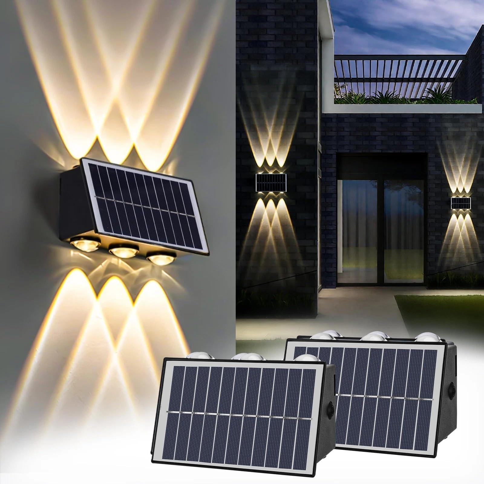 Diwali Decoration Lights Outdoor Solar, RGB Color Changing Up Down Wall Light, 6 LED 7-Colour, IP65 Waterproof Festival Lighting for Home Balcony Terrace Gate Garden Wall | Pack of, 2-image-21