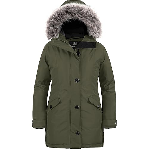 wantdo Women's Hooded Winter Coat Waterproof Warm Long Puffer Jacket Parka