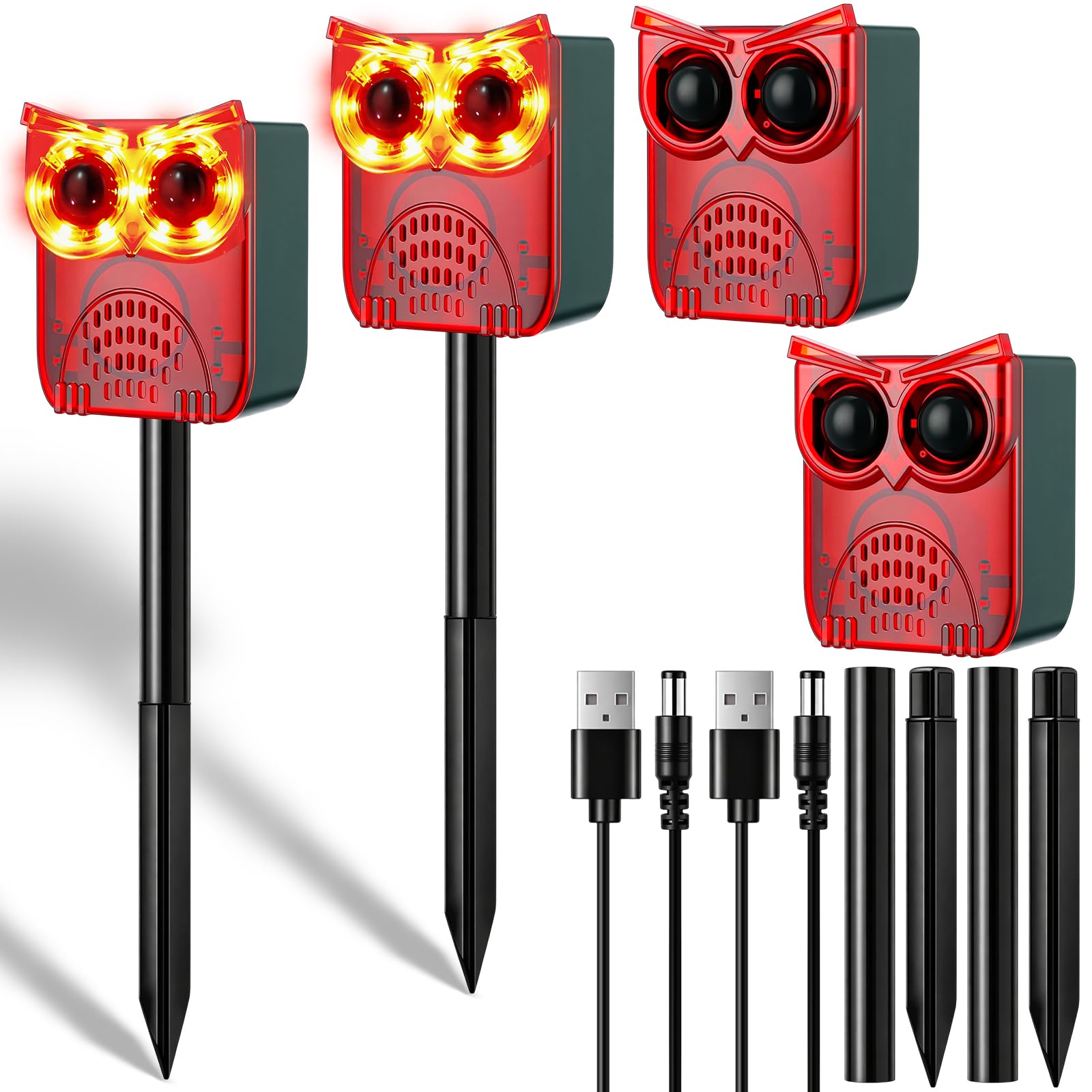 2 Set Solar Outdoor Alarm Motion Sensor 13 Sounds Including Dog Barking& Gunshot 129db Security Siren Ultrasonic Detector Strobe Light 4 Modes Animal Deterrent Waterproof Alarm for Home, Farm-image-7