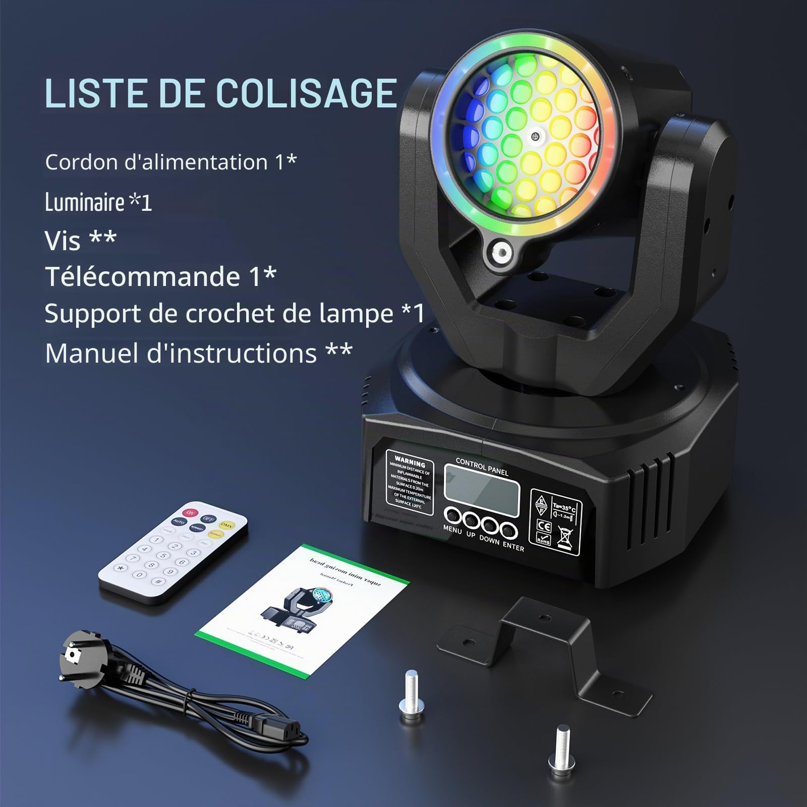 Mini Lyre LED Tête Mobile Lampe de Scène avec Télécommande 30W, RGB Jeux de Lumiere Gobo DJ Effets Lumineux avec ouverture Stroboscope DMX512 pour Fêtes Bars KTV Mariages