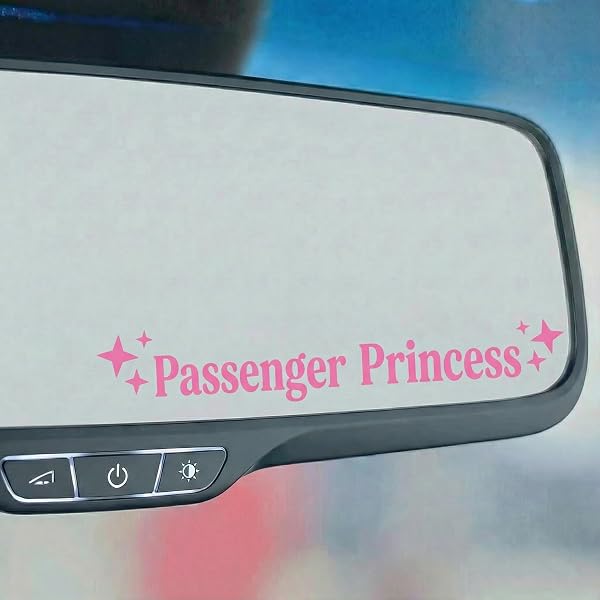3 Pièces Passenger Princess Autocollant Rétroviseur Voiture, Autocollants en Vinyle, Accessoire de Fenêtre de Voiture pour Rétroviseurs et Vitres (Rose) - 4