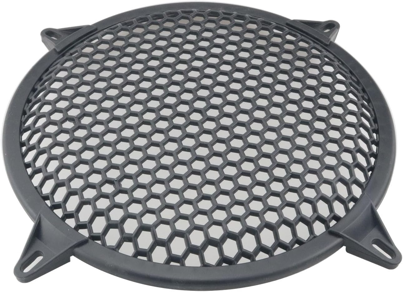 2pcs 12 Inch Speaker Grille Cover ABS Mesh with Mounting Screws Plastic Mesh Cover Stage Box Exterior Mesh Cover Plastic Legged Mesh Frame Sound Speakers for Home Audio Black
