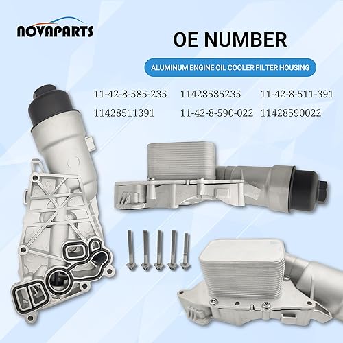 Miniatura 4 de 11428585235 Carcasa de aluminio del filtro del enfriador de aceite del motor para 2014-2020 BMW i8 X1 X2 2014-2022 Mini Cooper Clubman Cooper