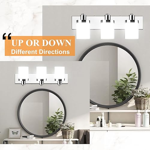 Miniatura 8 de ROOAUG Moderna luz LED de tocador regulable, lámpara LED de baño de 24 pulgadas, luz blanca de día negra, 5000 K, AC120 V, 15 W, para baño,