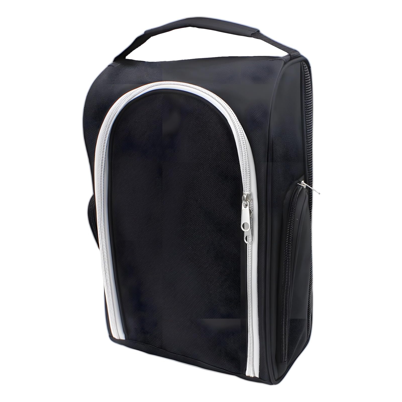 2 STK. Golf-Schuhbeutel, tragbare Canvas-Sport-Schuhtasche mit gebogenem Reißverschluss, geräumiger Stauraum für Schuhe bis Größe 14, Mesh-Lüftung und Seitentasche, Schwarz