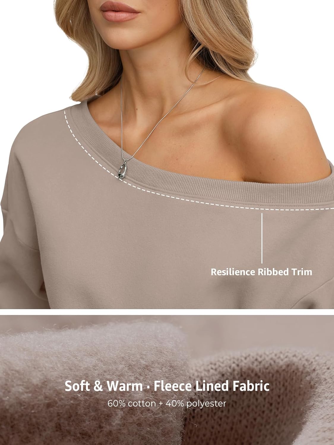 Womens Fleece Sweatshirts Oversized Off The Shoulder Pullover Tops Casual Long Sleeve Comfy Fall Outfits 2026 - Image 3