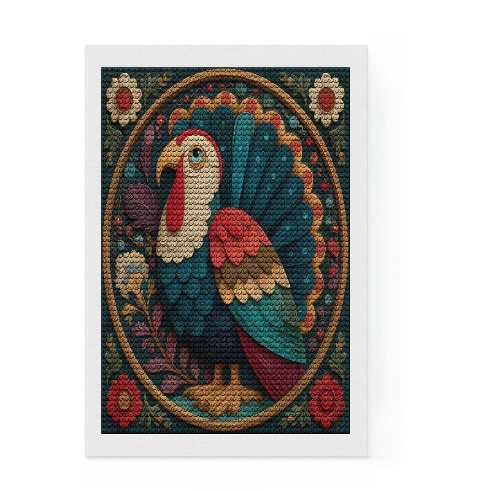 Junmoney Vibrant Bird Artwork Full Drill Diamond Painting Kit 8"x12", Relaxing DIY, Aesthetic Room Decor, Modern Decor, Decor Project
