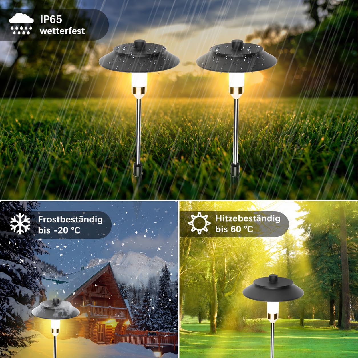 beek LED Gartenleuchten Set 6er, Warmweiß, Außenleuchten mit Erdspieß, Dämmerungssensor, Plug & Play, Wasserdicht Gartenstrahler für Garten, Weg, Terrasse, Landschaft