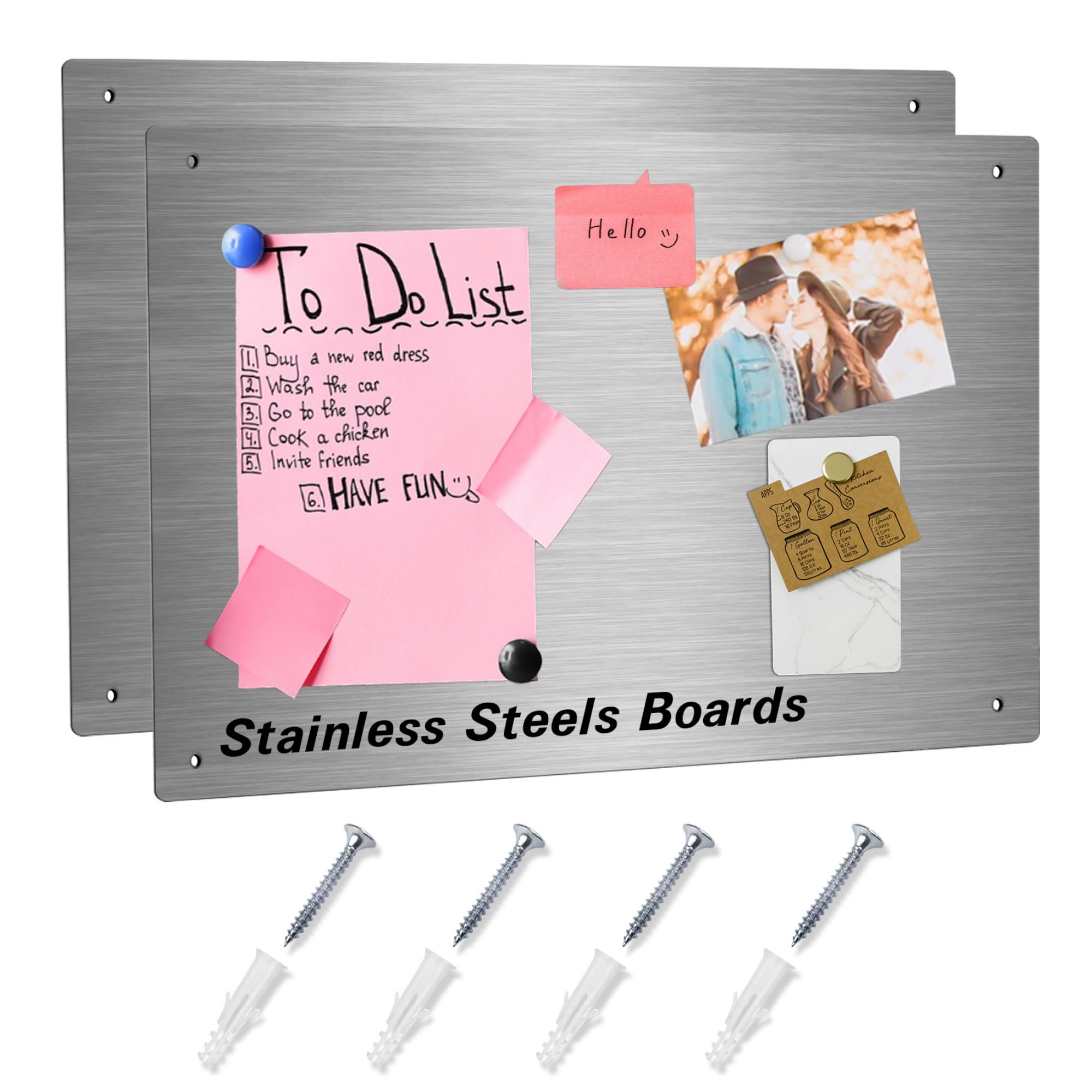 Ooivie A1 Magnetic Board for Wall (595mm x 840mm) – Wall-Mounted Stainless Steel Magnet Board & Magnetic Notice Board – Metal Magnetic Memo Board with Rounded Corners, 1mm Thick, Pre-Drilled Holes